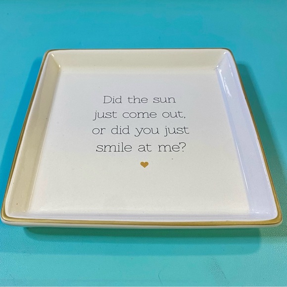White Square Trinket Tray with Gold Accent and Sweet Quote - Picture 4 of 6